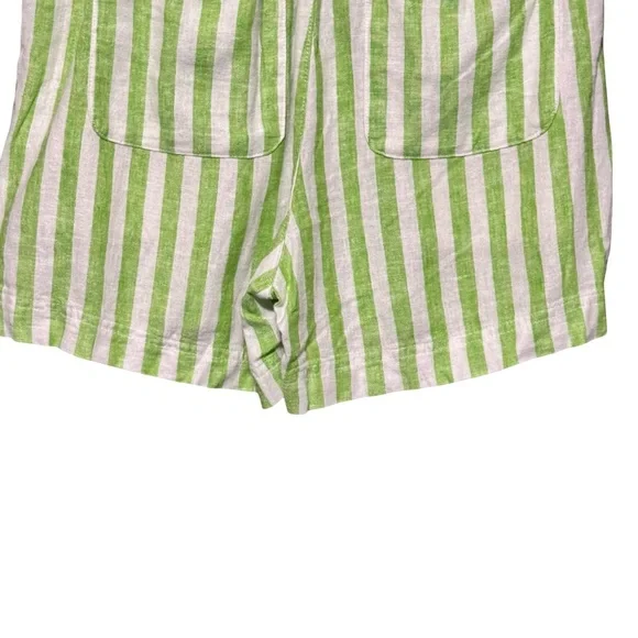 Old Navy Linen Blend Green White Striped Casual Lagenlook Pull On Shorts - Picture 10 of 12